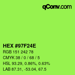 カラーコード: HEX #97F24E | qconv.com