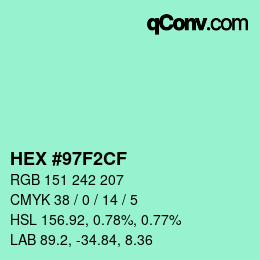 颜色代码: HEX #97F2CF | qconv.com