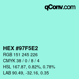 カラーコード: HEX #97F5E2 | qconv.com