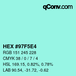 Color code: HEX #97F5E4 | qconv.com