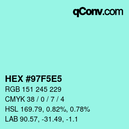 Color code: HEX #97F5E5 | qconv.com