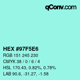 カラーコード: HEX #97F5E6 | qconv.com