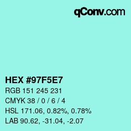 Farbcode: HEX #97F5E7 | qconv.com
