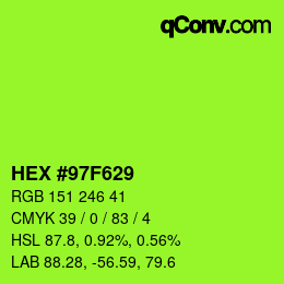カラーコード: HEX #97F629 | qconv.com