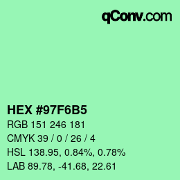 カラーコード: HEX #97F6B5 | qconv.com