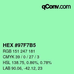 颜色代码: HEX #97F7B5 | qconv.com