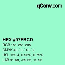 Color code: HEX #97FBCD | qconv.com