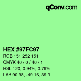 Farbcode: HEX #97FC97 | qconv.com