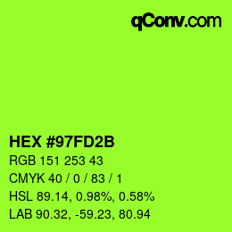 颜色代码: HEX #97FD2B | qconv.com
