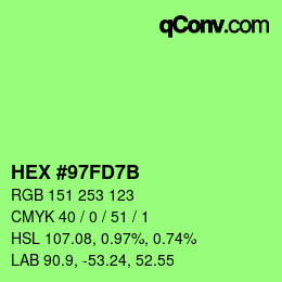 カラーコード: HEX #97FD7B | qconv.com