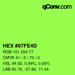 カラーコード: HEX #97FE4D | qconv.com