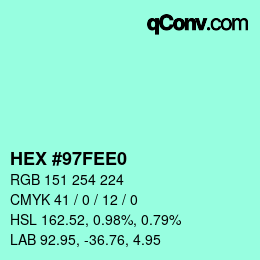 カラーコード: HEX #97FEE0 | qconv.com