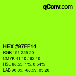Color code: HEX #97FF14 | qconv.com