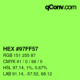 Farbcode: HEX #97FF57 | qconv.com