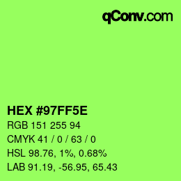 Color code: HEX #97FF5E | qconv.com