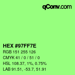 Color code: HEX #97FF7E | qconv.com