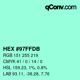 Color code: HEX #97FFDB | qconv.com