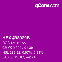 カラーコード: HEX #98029B | qconv.com