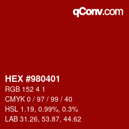 Color code: HEX #980401 | qconv.com