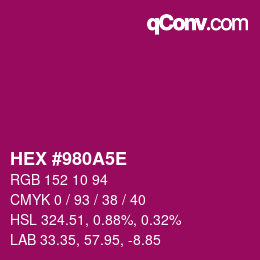 Color code: HEX #980A5E | qconv.com
