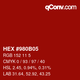 Color code: HEX #980B05 | qconv.com