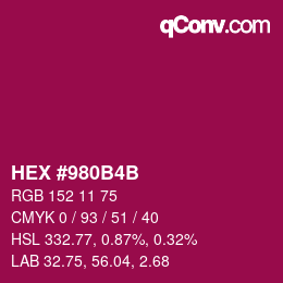 颜色代码: HEX #980B4B | qconv.com