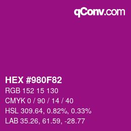 Color code: HEX #980F82 | qconv.com