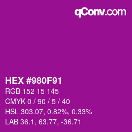 カラーコード: HEX #980F91 | qconv.com
