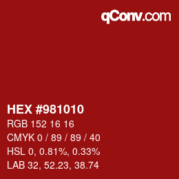 Color code: HEX #981010 | qconv.com