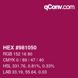 カラーコード: HEX #981050 | qconv.com