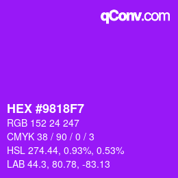 Color code: HEX #9818F7 | qconv.com