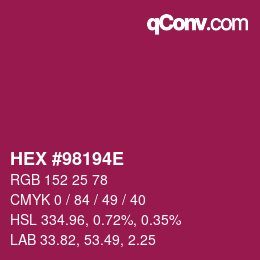 Color code: HEX #98194E | qconv.com
