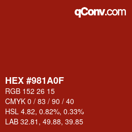 Color code: HEX #981A0F | qconv.com