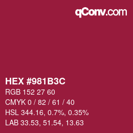 颜色代码: HEX #981B3C | qconv.com
