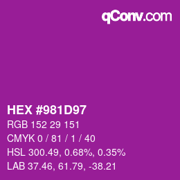 Code couleur: HEX #981D97 | qconv.com