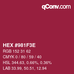 Color code: HEX #981F3E | qconv.com