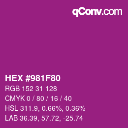 Color code: HEX #981F80 | qconv.com