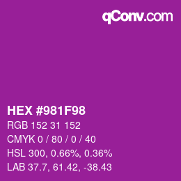 Color code: HEX #981F98 | qconv.com