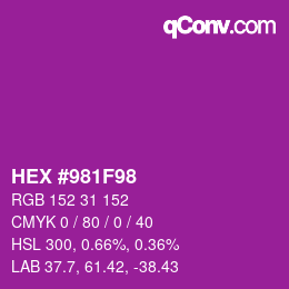カラーコード: HEX #981F98 | qconv.com