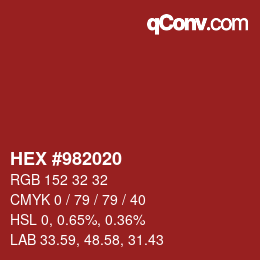 Color code: HEX #982020 | qconv.com