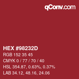 Color code: HEX #98232D | qconv.com