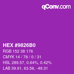 Color code: HEX #9826B0 | qconv.com