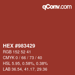Color code: HEX #983429 | qconv.com