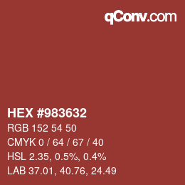 Color code: HEX #983632 | qconv.com