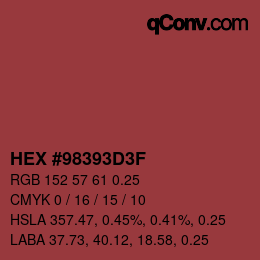 颜色代码: HEX #98393D3F | qconv.com