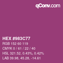カラーコード: HEX #983C77 | qconv.com