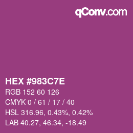 カラーコード: HEX #983C7E | qconv.com