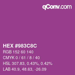 Color code: HEX #983C8C | qconv.com