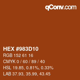 カラーコード: HEX #983D10 | qconv.com
