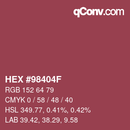 Color code: HEX #98404F | qconv.com